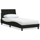 Bed met matras "Hanko" stof zwart 90x190 cm