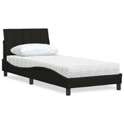 Bed met matras "Hanko" stof zwart 90x190 cm