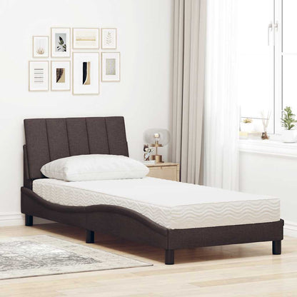 Bed Met Matras Stof 90 x 190 cm Donkerbruin