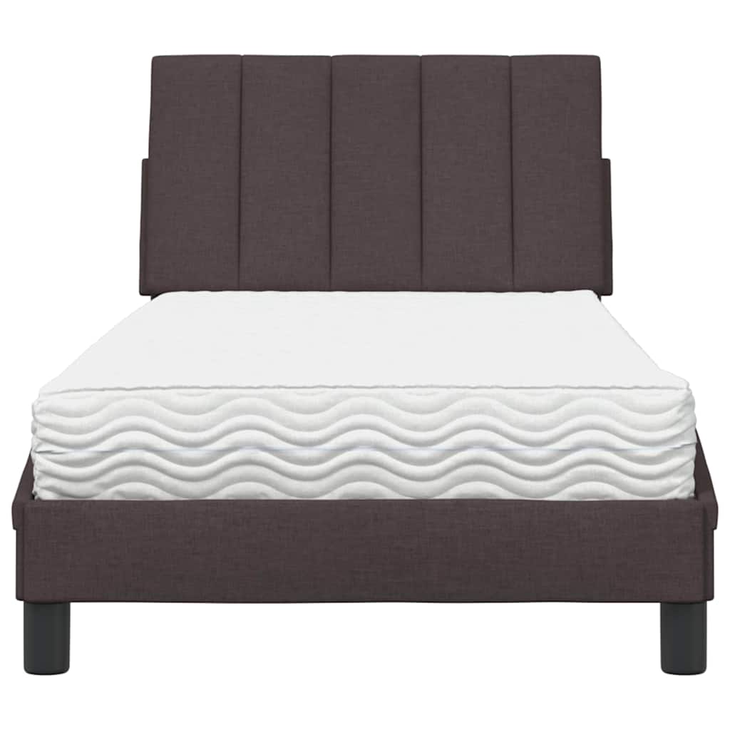 Bed Met Matras Stof 90 x 190 cm Donkerbruin