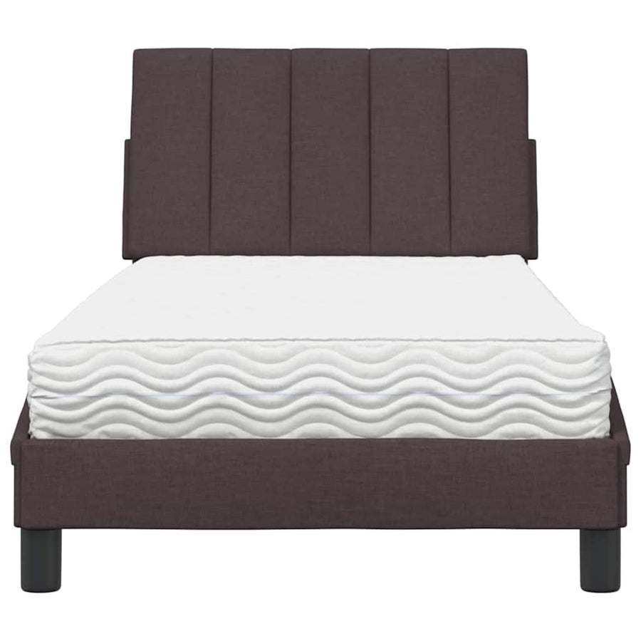 Bed Met Matras Stof 90 x 190 cm Donkerbruin