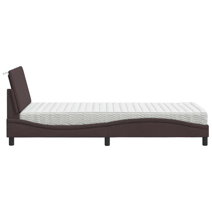 Bed Met Matras Stof 90 x 190 cm Donkerbruin