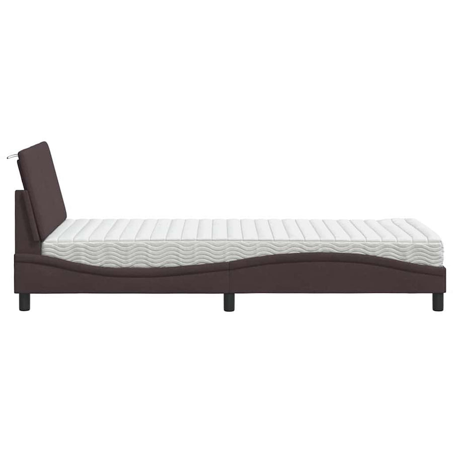 Bed Met Matras Stof 90 x 190 cm Donkerbruin