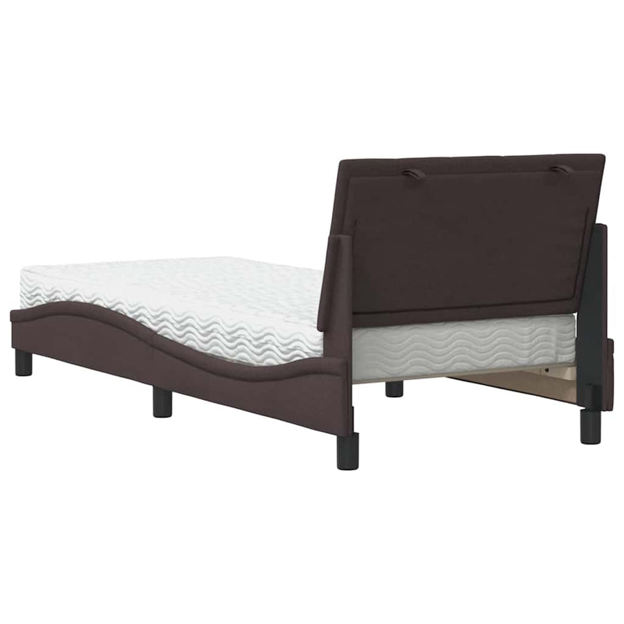 Bed Met Matras Stof 90 x 190 cm Donkerbruin