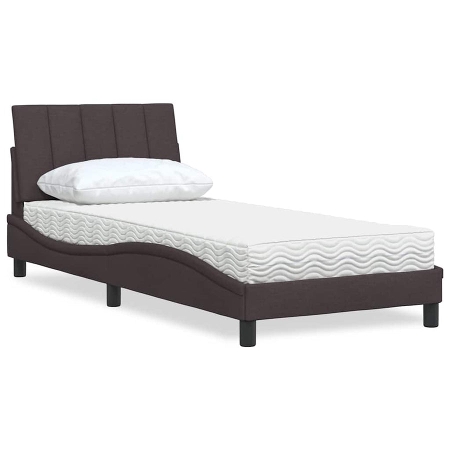 Bed Met Matras Stof 90 x 190 cm Donkerbruin