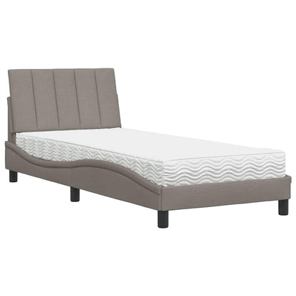 Bed met matras stof taupe 90x190 cm