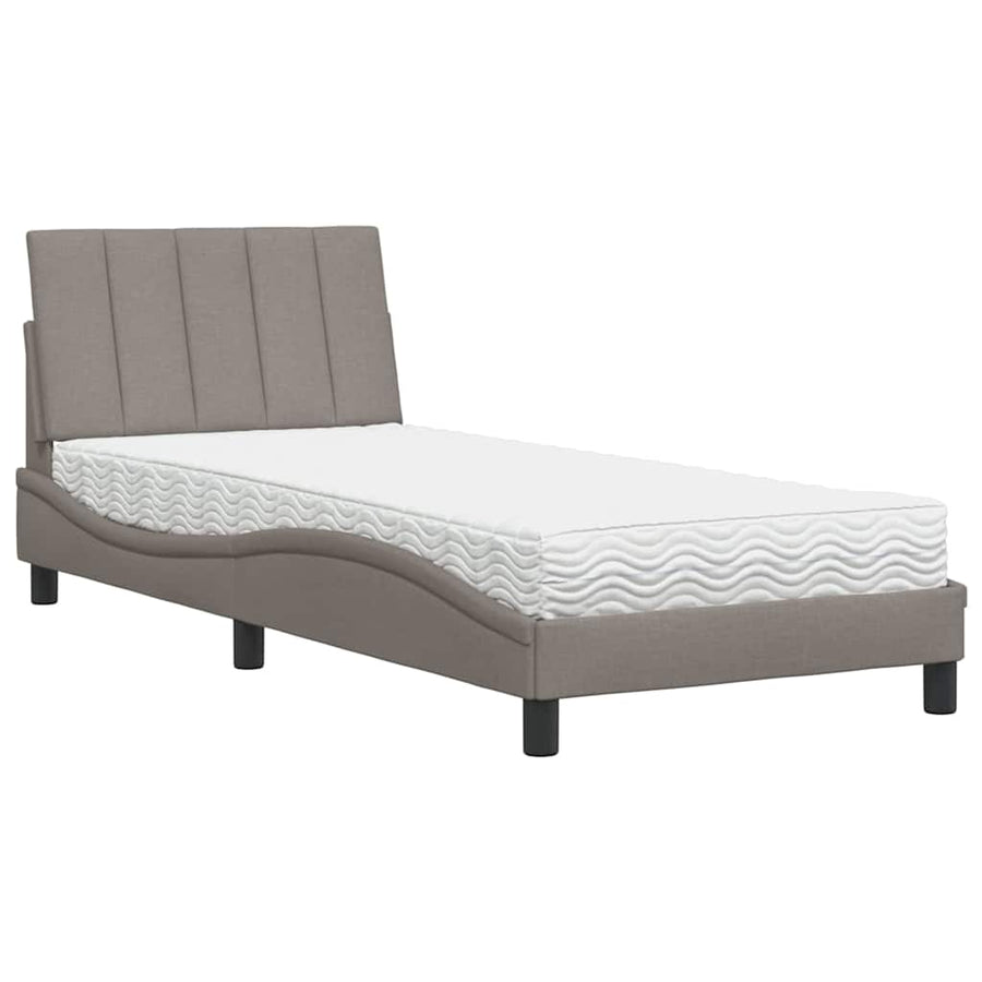 Bed met matras stof taupe 90x190 cm