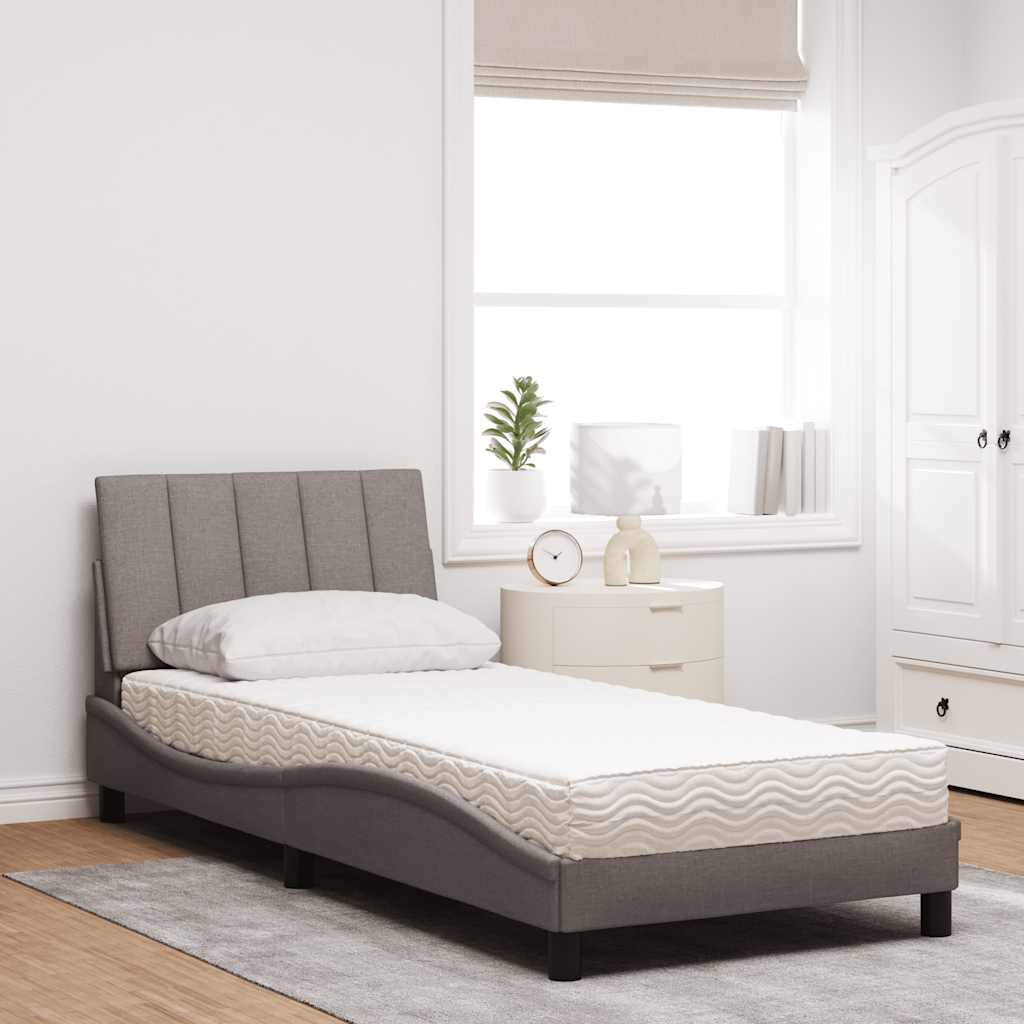 Bed met matras stof taupe 90x190 cm