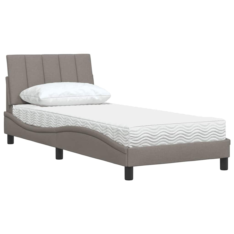 Bed met matras stof taupe 90x190 cm