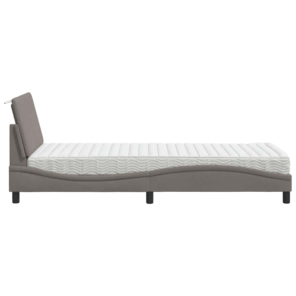 Bed met matras stof taupe 90x190 cm