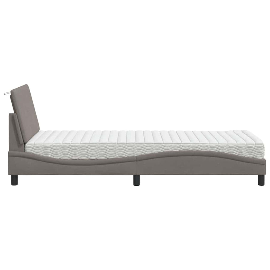 Bed met matras stof taupe 90x190 cm