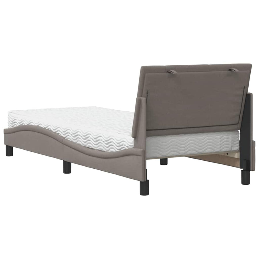 Bed met matras stof taupe 90x190 cm