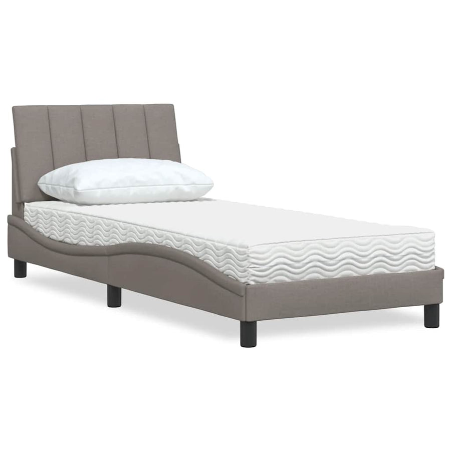 Bed met matras stof taupe 90x190 cm
