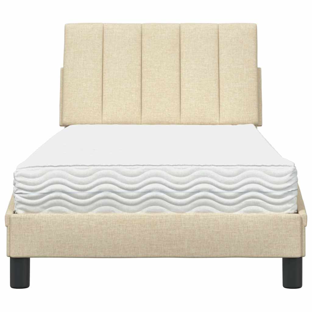 Bed met matras stof crèmekleurig 90x190 cm