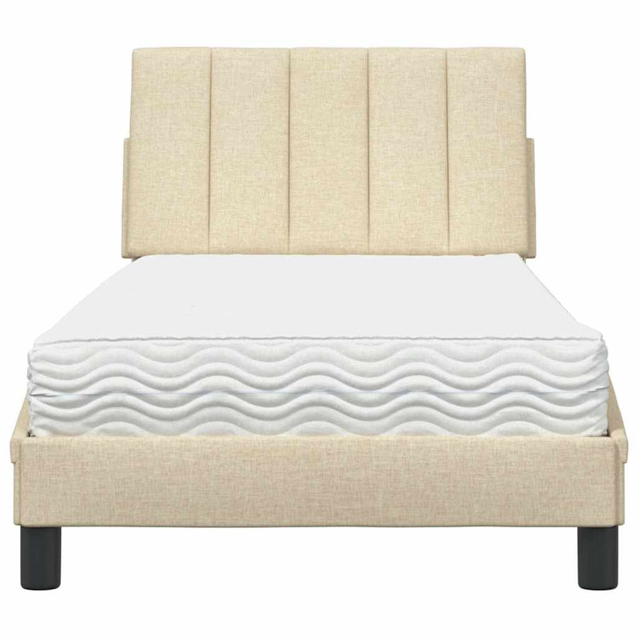 Bed met matras "Hanko" stof crèmekleurig 90x190 cm