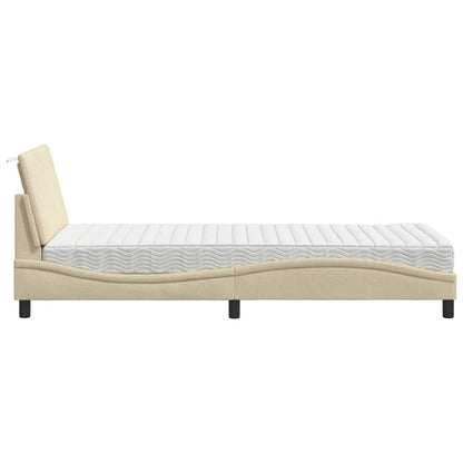 Bed met matras stof crèmekleurig 90x190 cm