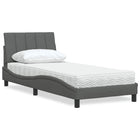 Bed met matras 90x200 cm donkergrijs stof