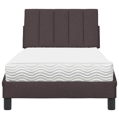 Bed met matras stof donkerbruin 90x200 cm