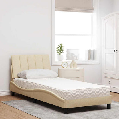 Bed met matras stof crèmekleurig 90x200 cm