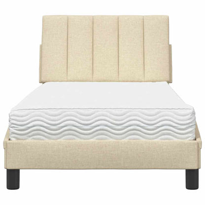 Bed met matras stof crèmekleurig 90x200 cm