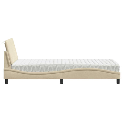 Bed met matras stof crèmekleurig 90x200 cm