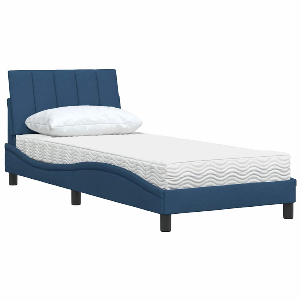 Bed Met Matras Stof 90 x 200 cm Blauw