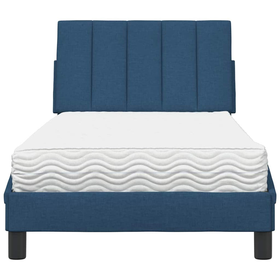 Bed Met Matras Stof 90 x 200 cm Blauw