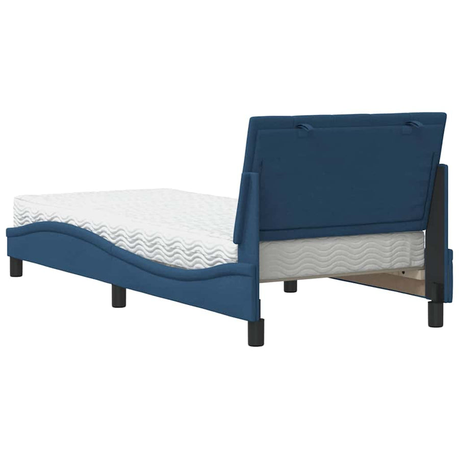 Bed Met Matras Stof 90 x 200 cm Blauw