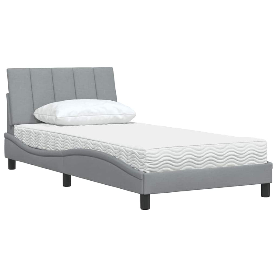 Bed met matras stof lichtgrijs 100x200 cm