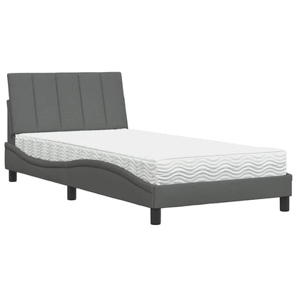 Bed met matras stof donkergrijs 100x200 cm