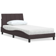 Bed met matras 100x200 cm donkerbruin stof