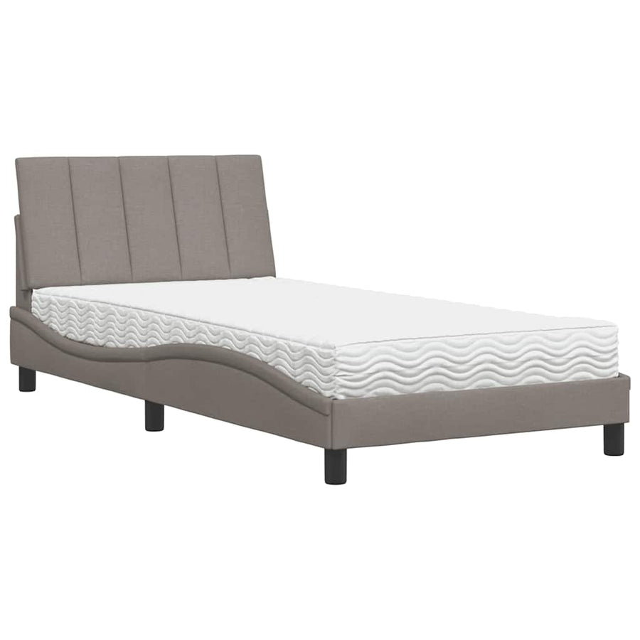 Bed met matras "Hanko" stof taupe 100x200 cm
