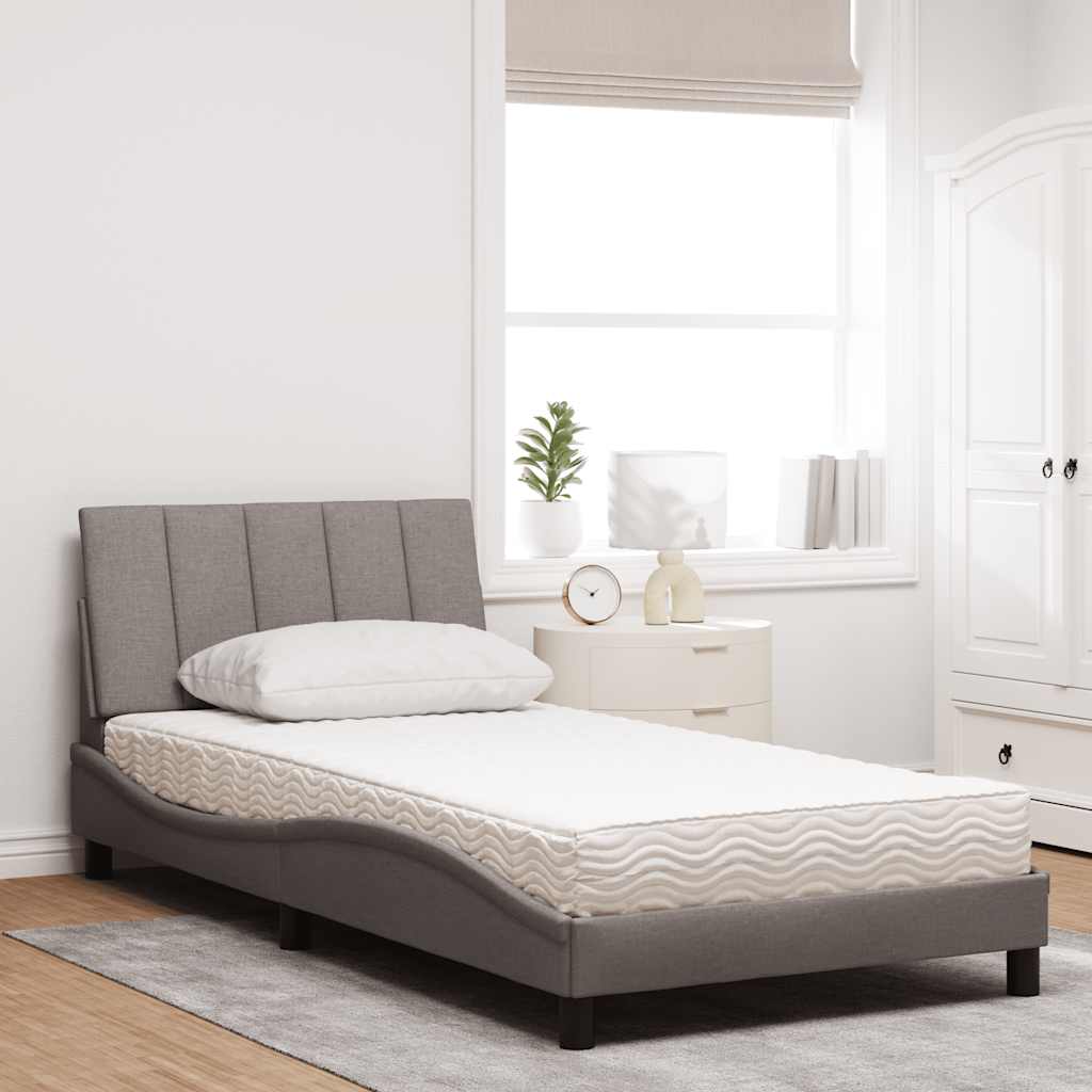 Bed met matras "Hanko" stof taupe 100x200 cm