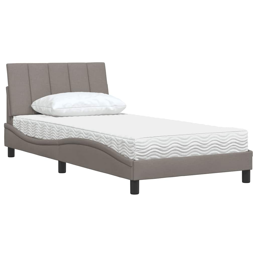 Bed met matras "Hanko" stof taupe 100x200 cm