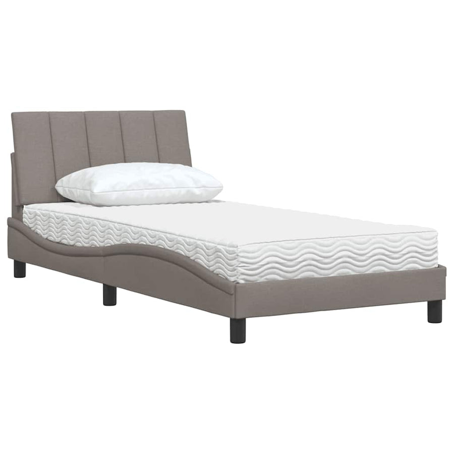 Bed met matras "Hanko" stof taupe 100x200 cm
