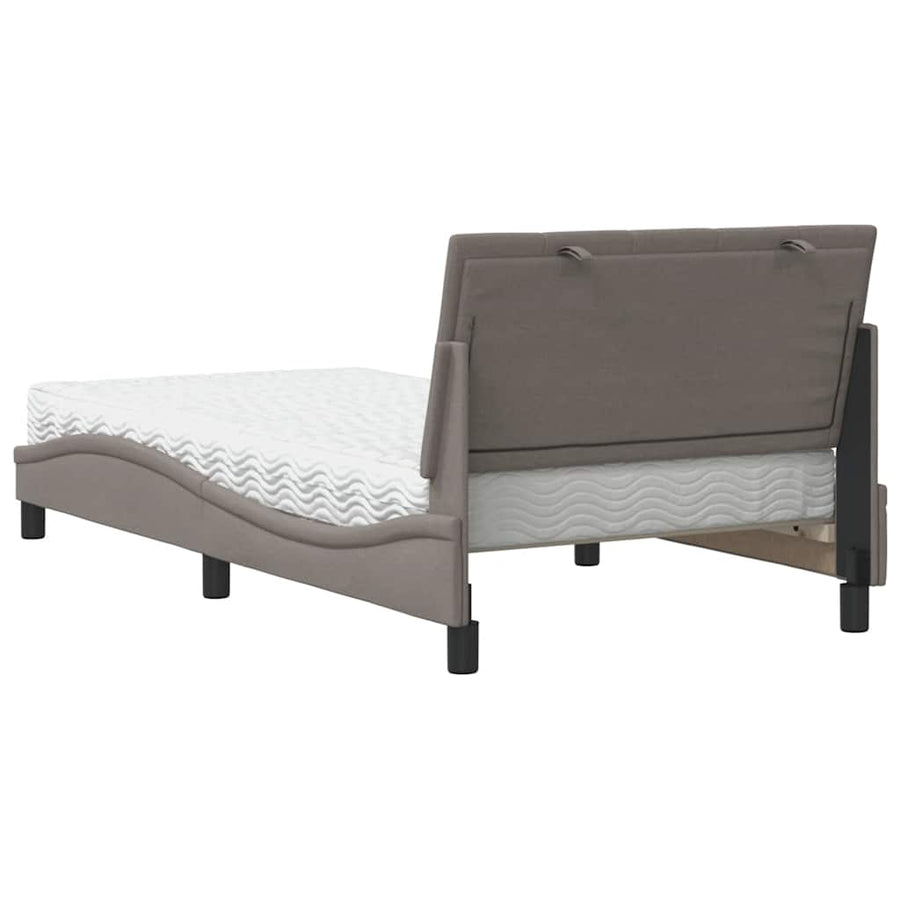 Bed met matras "Hanko" stof taupe 100x200 cm