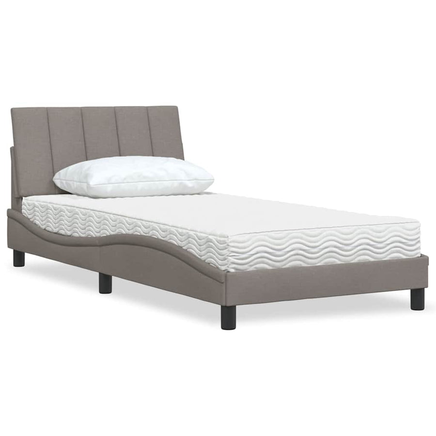 Bed met matras "Hanko" stof taupe 100x200 cm
