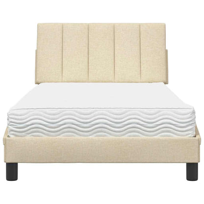 Bed met matras stof crèmekleurig 100x200 cm