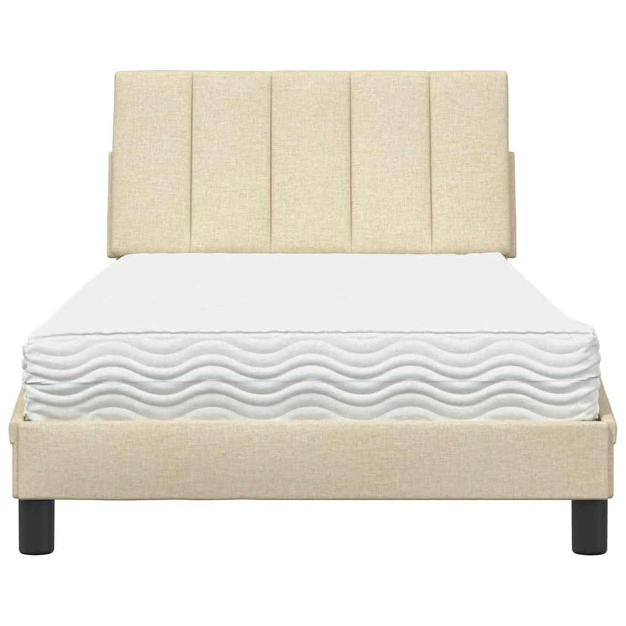 Bed met matras stof crèmekleurig 100x200 cm
