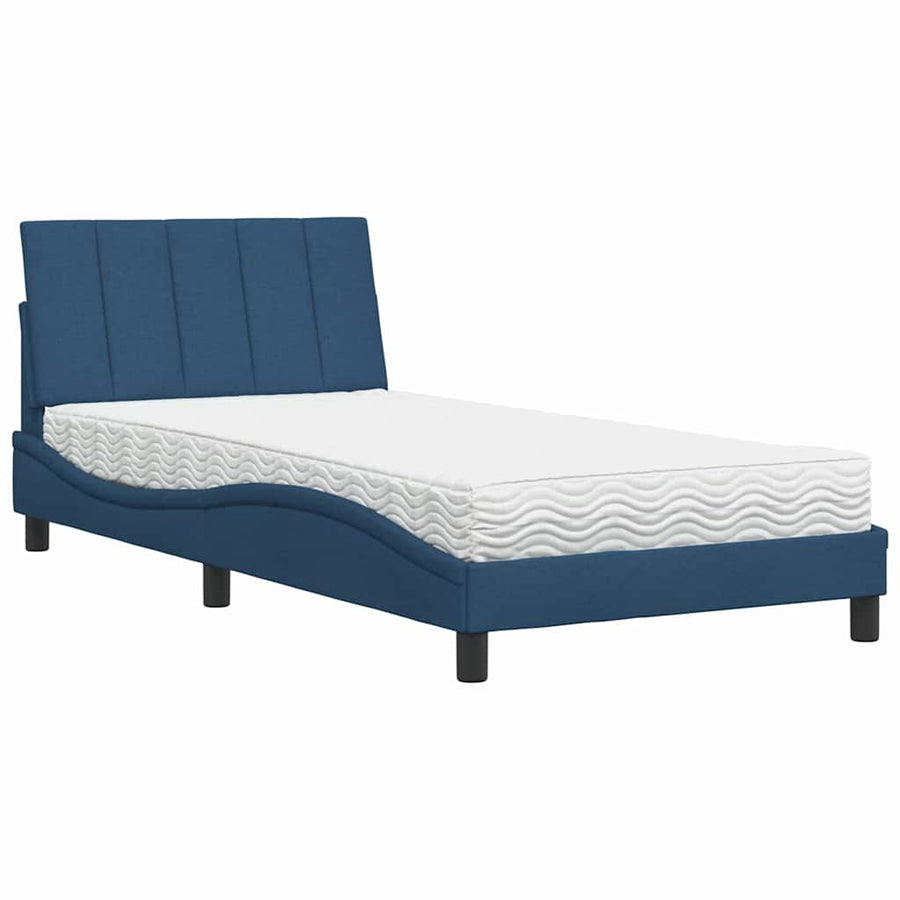 Bed met matras stof blauw 100x200 cm