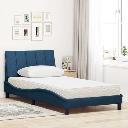 Bed met matras stof blauw 100x200 cm