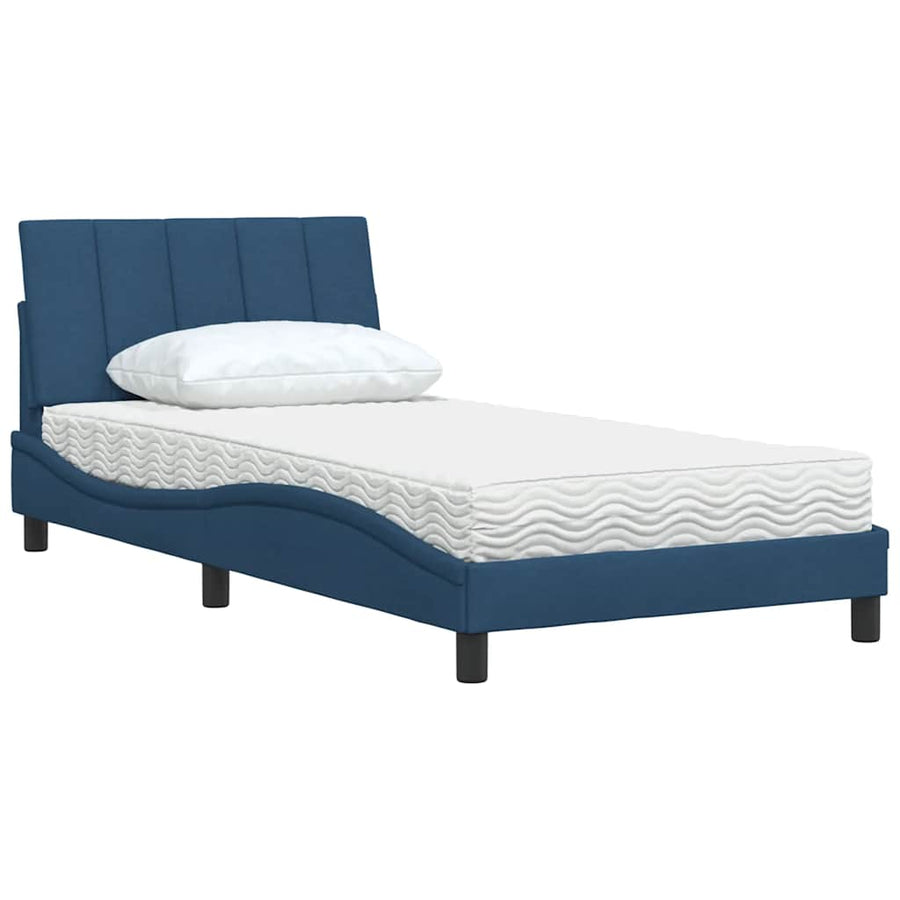 Bed met matras stof blauw 100x200 cm