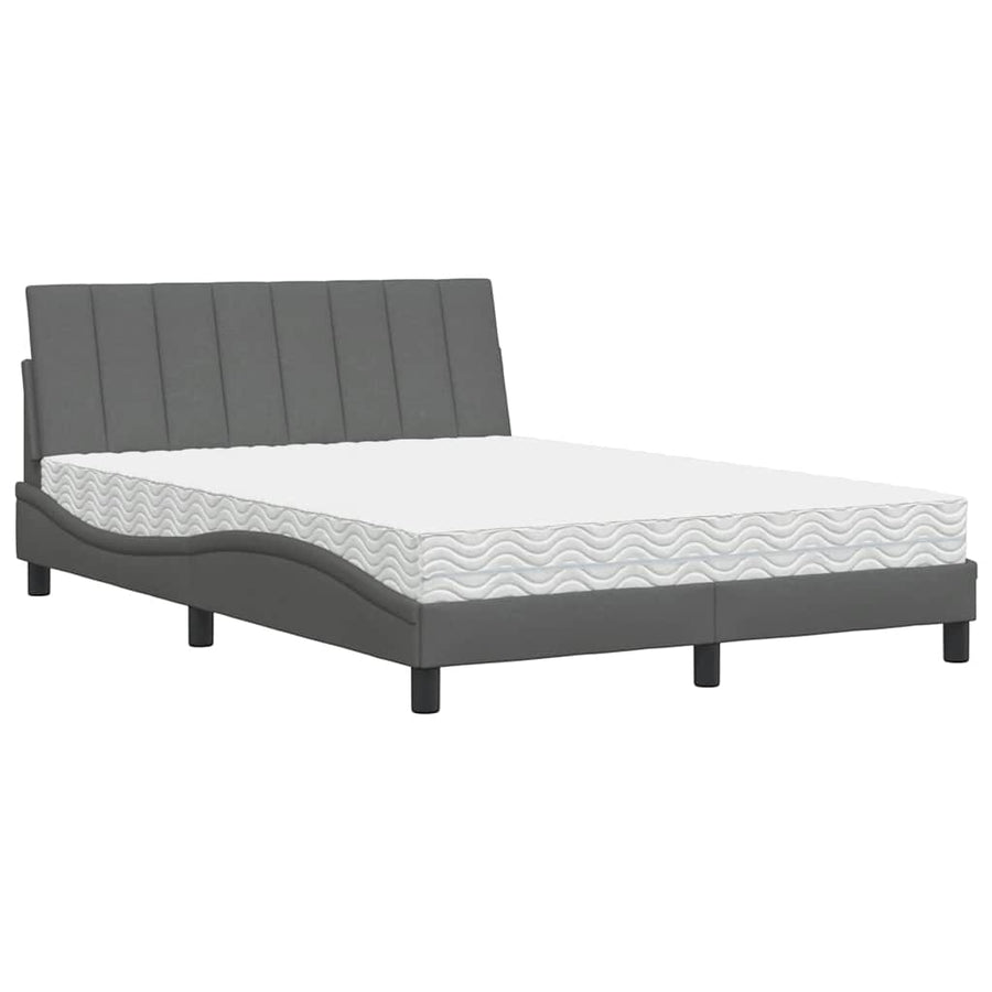 Bed met matras stof donkergrijs 120x200 cm