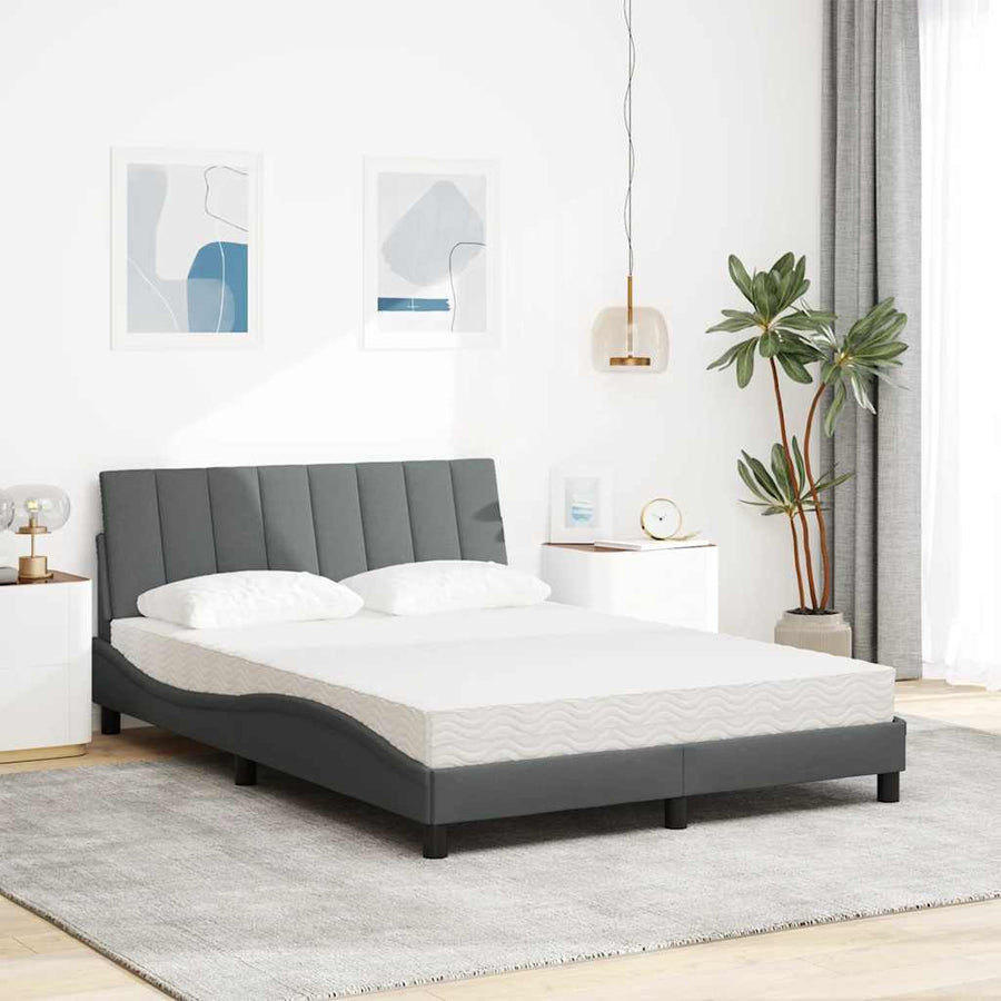 Bed met matras stof donkergrijs 120x200 cm