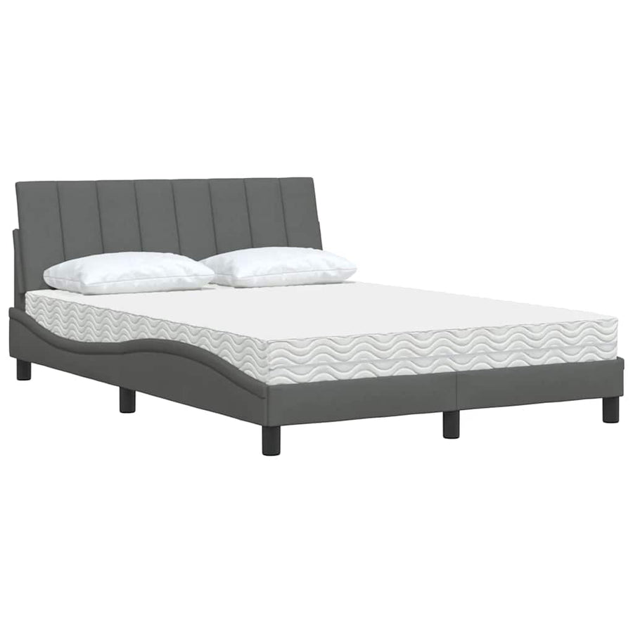 Bed met matras stof donkergrijs 120x200 cm
