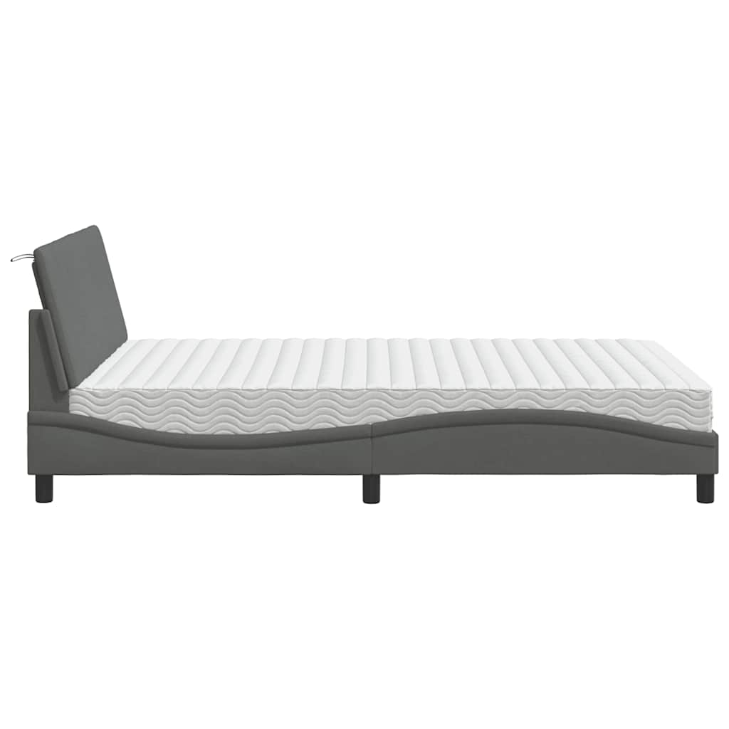 Bed met matras stof donkergrijs 120x200 cm