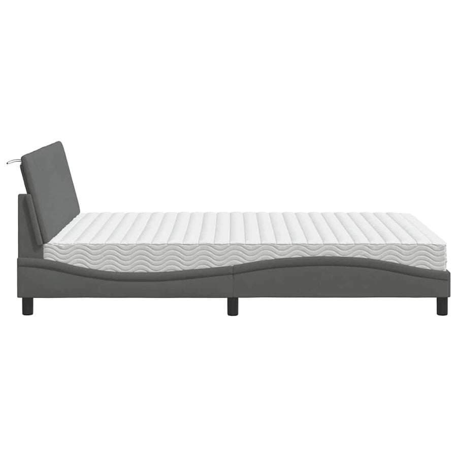 Bed met matras stof donkergrijs 120x200 cm