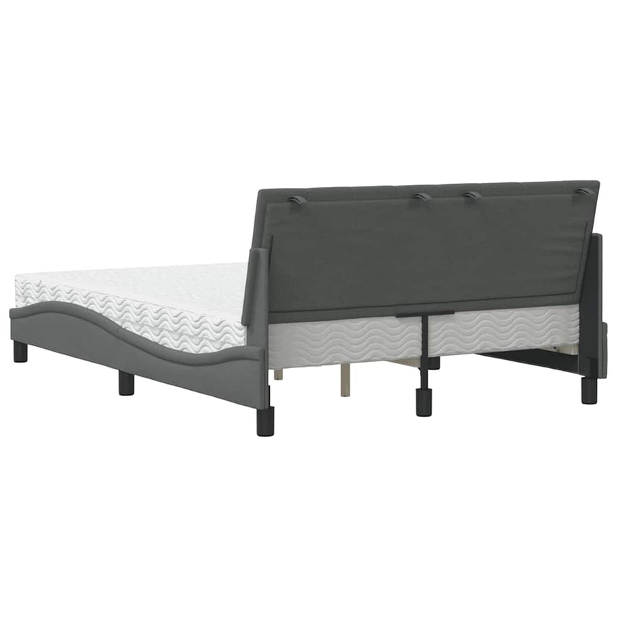 Bed met matras stof donkergrijs 120x200 cm
