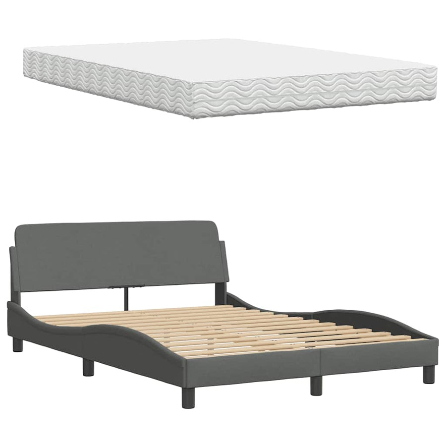 Bed met matras stof donkergrijs 120x200 cm