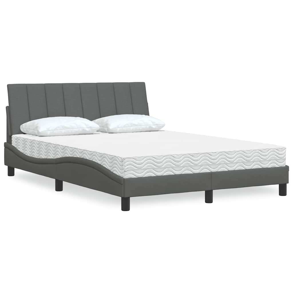 Bed met matras stof donkergrijs 120x200 cm